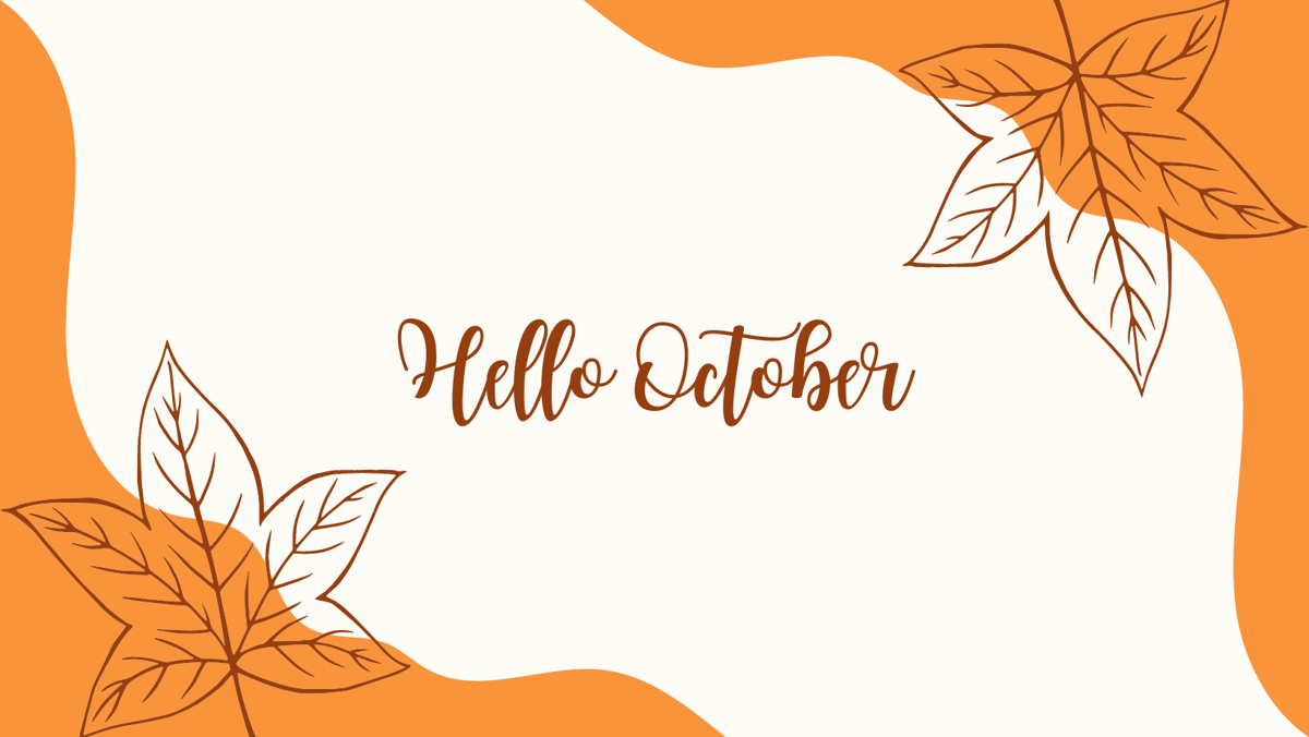 Brown and Orange Border Hello October Facebook Cover